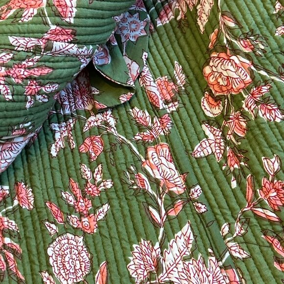 Winter Cotton Bohemian Reversible Quilted Jacket Long-Length Sweater Size Large - Picture 7 of 13